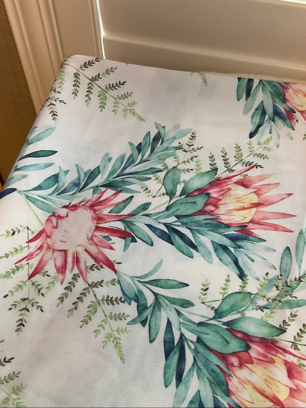 Floral Protea Tablecloth in Pink and Green